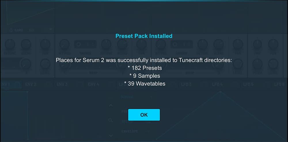 Serum 2 Preset install confirmation